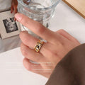 Wide Open Band Rings Clear Channel Crystals Gold Silver view 3