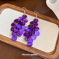 Layered Shell Disc Cluster Hook Earrings in Three Bright Colors view 4