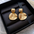 Hammered Round Disc Stud Earrings in Gold and Silver Tone view 6
