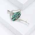 Silver Tone Dancing Girl Brooch Abalone Shell Skirt Crystal view 2
