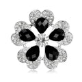 Black White Flower Crystal Metal Brooch Pin for Jackets and Lapels view 6