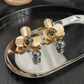 Gold Flower Pearl Look Long Drop Earrings in Two Colors view 3