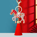 Crystal Horse Tassel Keychains in Four Bright Color Options view 2