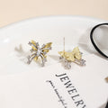 Yellow Silver Butterfly Crystal Look Small Stud Earrings view 4