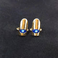 Gold Tone Blue Evil Eye Fingertip Nail Armor Ring Set view 3