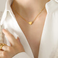 Small Flat Heart Pendant Necklace Cable Chain Gold Or Steel view 4