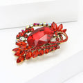 Faceted Oval Crystal Wreath Metal Brooch in Six Colors view 3