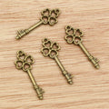 Floral Bow Key Metal Charms in Two Antique Finishes view 3
