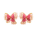 Pink Beaded Butterfly Stud Earrings Fashion Jewelry view 5