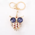 Rhinestone Owl Keychain Blue Crystal Eyes Metal Charm view 4