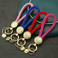 Fortune Medallion Braided Wrist Loop Keychains in Four Colors view 2