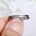 Silver Tone Interlocking Double Band Ring Polished Jewelry view 3