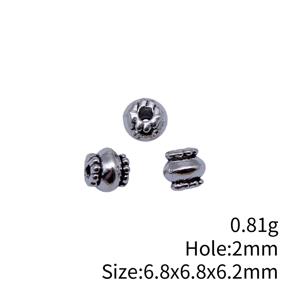 6.8x6.8x6.2mm 0.81g Multicolor Zinc Alloy Round Small Hole Spacer Beads for Bracelet Necklace DIY Making
