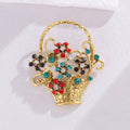 Gold Tone Flower Basket Metal Brooch Pin for Jackets and Lapels view 5