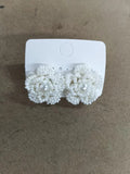 Beaded Flower Stud Earrings in White and Blue Fashion Jewelry view 6