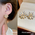 Pink White Floral Crystal Stud Earrings Fashion Jewelry view 1