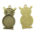 Owl Shaped Antique Bronze Oval Pendant Setting For Jewelry Making view 2