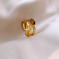 Gold Dual Band Tiger Eye Champagne Crystal Open Ring view 3