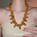 Chunky Resin Oval Bead Statement Necklace Magenta or Amber view 3