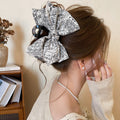 White Bandana Paisley Print Fabric Bow Large Hair Claw Clip view 6