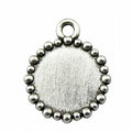 Antique Silver Metal Beaded Round Pendant Bezel For Jewelry Making view 4