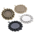 Floral Round Cabochon Pendant Bases in Three Metal Finishes view 5