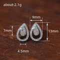 Silver Teardrop Double Pave Stud Earrings Clear Stones view 4