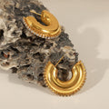 Thick C-Shape Hoop Earrings Crystal Rim Gold Or Steel view 4