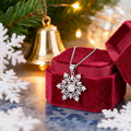 Silver Tone Snowflake Pendant Necklace with Clear Crystals view 2