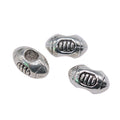 Antique Silver Football Shaped Large Hole Metal Bead view 4