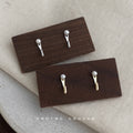 Pearl Front Bar Back Ear Jacket Stud Earrings Two Finishes view 1