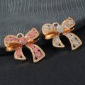 Pave Rhinestone Bow Charm Pendant Gold Tone Two Colors view 1