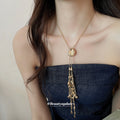 Metal Branch Fringe Pendant Necklace in Gold and Silver Tone view 1