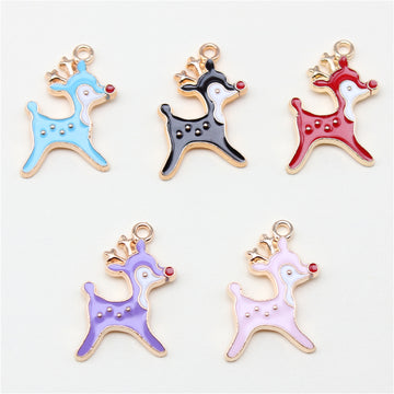Enamel Fawn Charms in Six Colors with Gold Tone Outlines