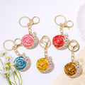Rhinestone Enamel Snail Keychain Gold Tone Ring Lobster Clasp view 2
