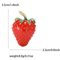 Red Enamel Strawberry Brooch with Green Leaf Detail view 6