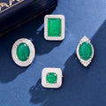 Green Silver Tone Flower Crystal Eight Designs Metal Brooch Pin view 3