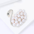 Pearl Body Swan Brooch Rhinestone Neck Crystal Eye Pin view 4