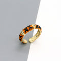 Gold Tone Enamel Leopard Pattern Adjustable Rings in Seven Colors view 4