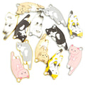 Printed Lounging Cat Alloy Charm Pendants in Seven Designs view 2