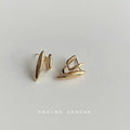 Gold Tone Triple Tapered Curve Sculptural Ear Cuff Earrings view 2