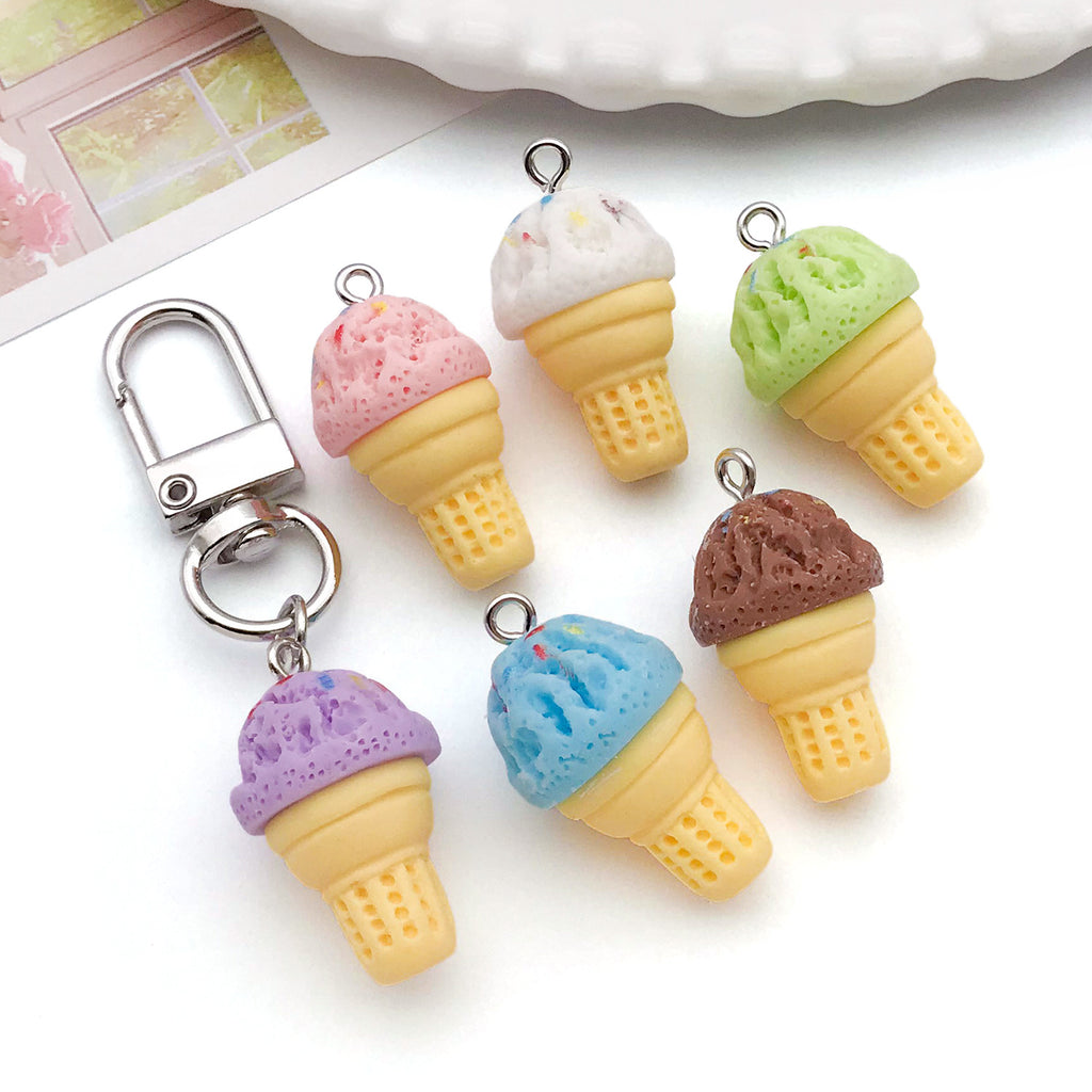 15x28mm Resin Ice Cream Charm Pendant for Bracelet Necklace Keychain DIY Jewelry