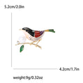 Enamel Bird on Pearl Branch Brooch in Green or Red Wings view 7