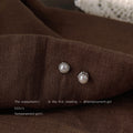 Silver Tone Irregular Rippled Round Frame White Pearl Stud Earrings view 4