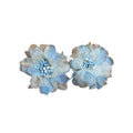 Blue And White Layered Mesh Flower Beaded Stud Earrings view 5