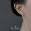 Gold Tone Purple Faceted Stone Wing And Star Drop Stud Earrings view 2