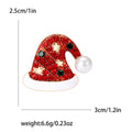 Red Crystal Santa Hat Brooch With White Pearl Pom Pom view 6