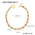 Multicolor Bead Layered Gold Necklace Bracelet Set Titanium Steel view 7
