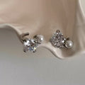 Silver Tone Crystal Butterfly and Pearl Fashion Ear Cuff view 2
