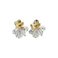 Two Tone Sculpted Flower Stud Earrings With Decorative Details view 5